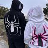 Уличная толстовка с капюшоном в стиле паук в стиле панк, толстовка на молнии с очень большим узором, готическая мужская и женская одежда в стиле Харадзюку