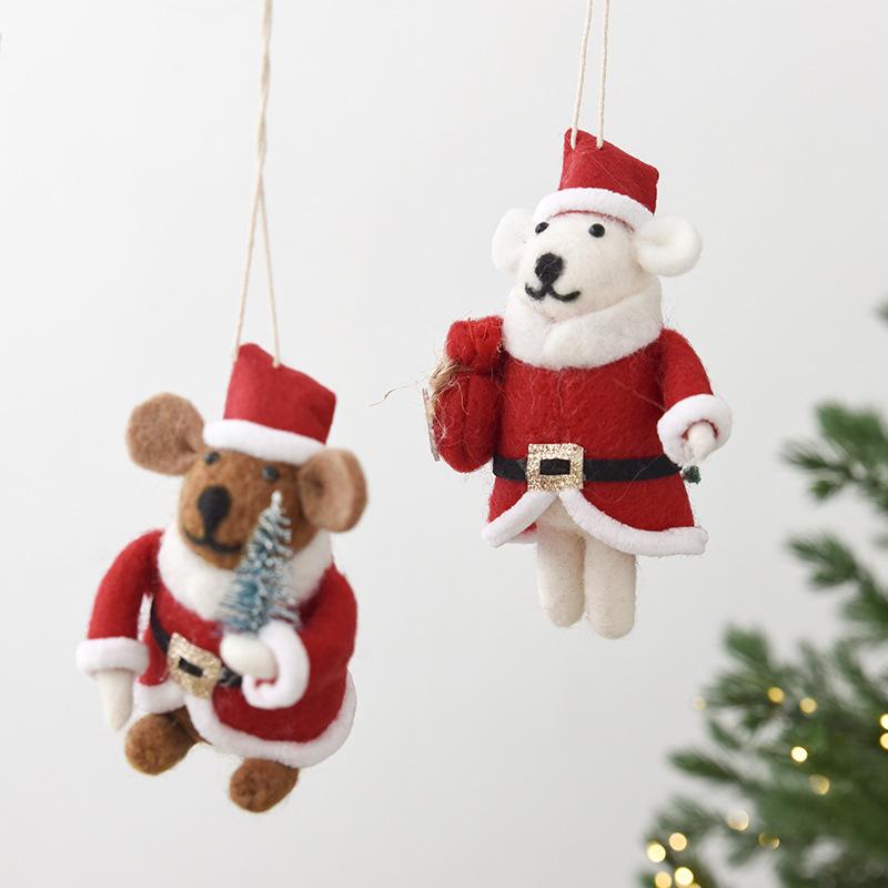 Ins Style Felt Reindeer Santa Ornaments, Cute Wool Felt Christmas Hanging Decorations, Tree Decor, Holiday Party Ornament Set