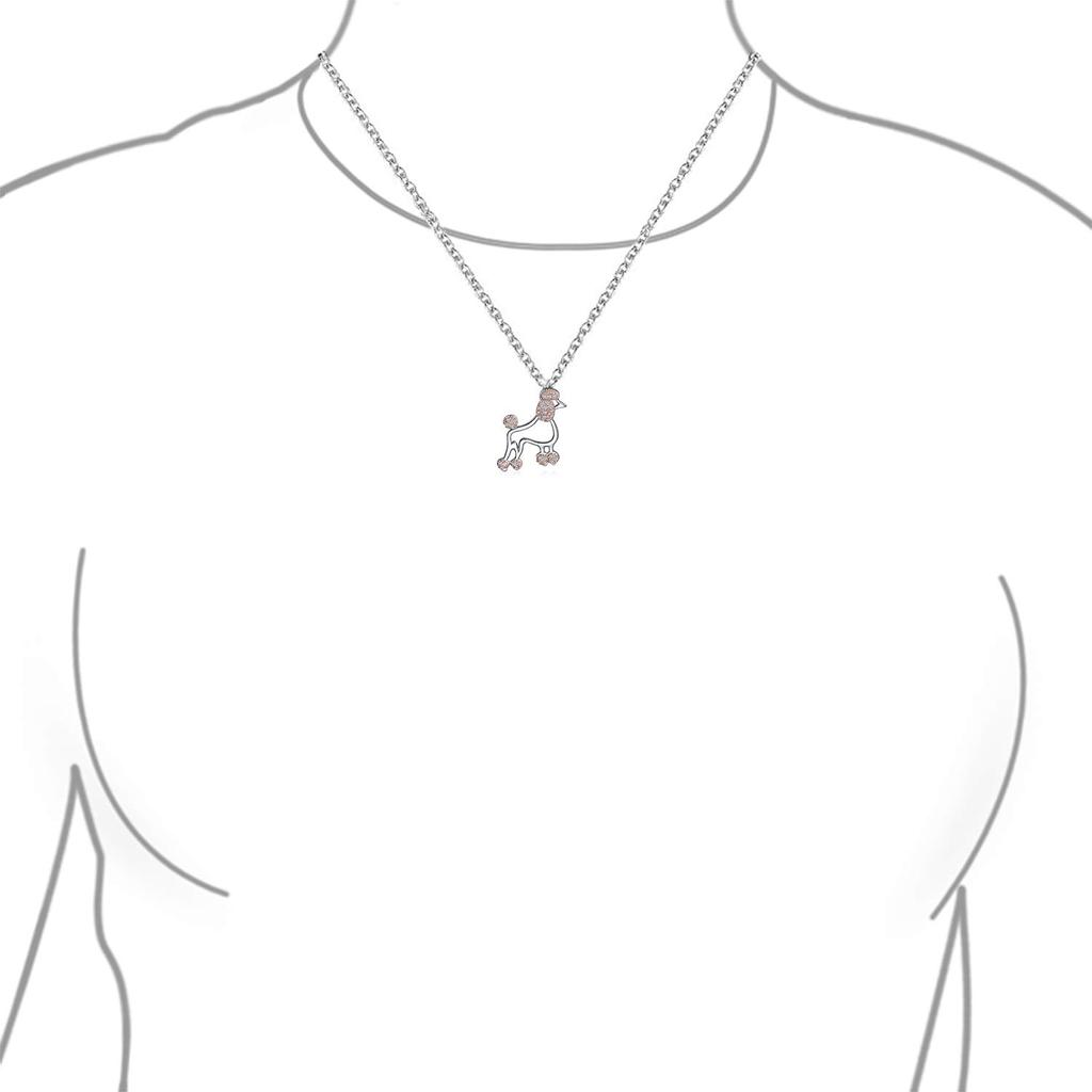 BFF Pave кубический цирконий розовый CZ гордый щенок собака элегантный мальчик девочка пудель кулон ожерелье для подростков стерлингового серебра для женщин .925