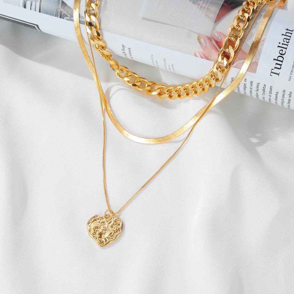 Комплект из 3 предметов, ожерелье, богемное женское ожерелье, винтажная золотая цепочка, модное ожерелье, кулон, богемное ожерелье, ювелирные изделия