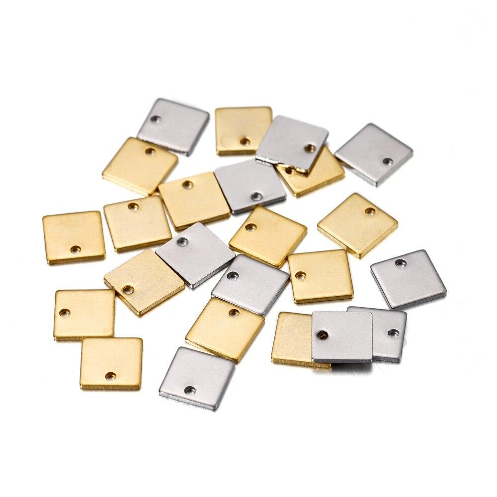 20-50 шт./лот, круглые и квадратные подвески из нержавеющей стали, подвески для DIY, серьги, браслет, ожерелье, кулон, аксессуары для изготовления ювелирных изделий