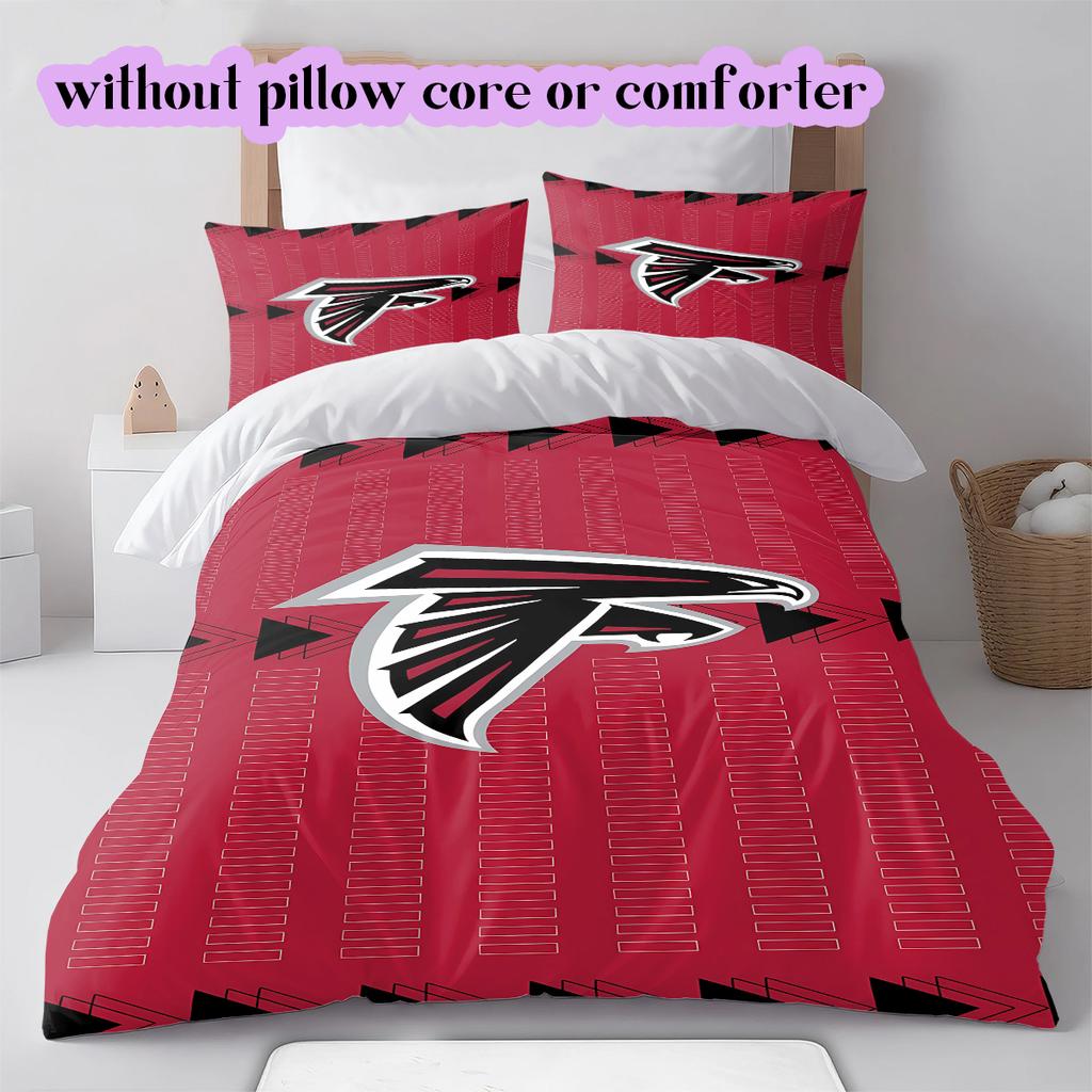 football Logo Pattern Bedding Quilt Set Quilt Cover Pillowcase Home Decoration Birthday Gift (1*duvet cover+ 2*pillowcase, without core)