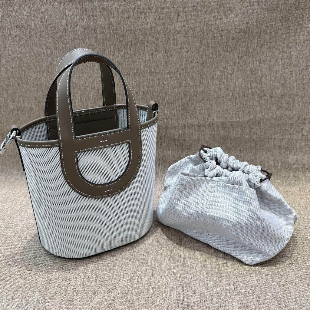 2026 Новая Модная Канва с Быстрой Первосортной Коровьей Кожей Свиной Нос Сумка-Ведро Прочная Корзина для Овощей Сумка