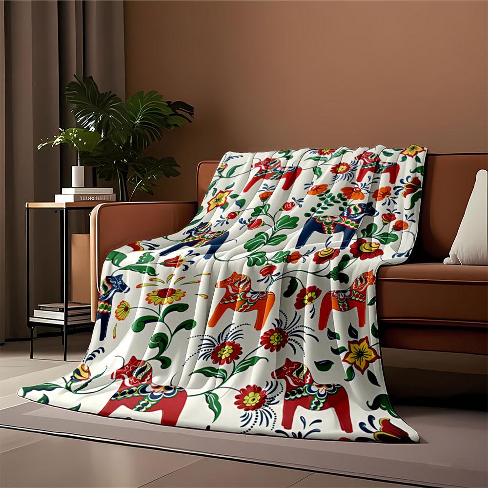 Floral Dala Horse Blanket for all seasons blanket lunch break throw gift