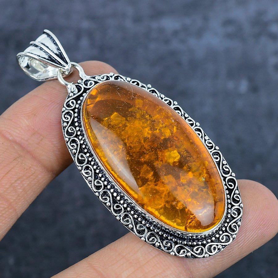 Подвеска из натурального балтийского янтаря из стерлингового серебра 925 пробы 2,64 дюйма q2R83