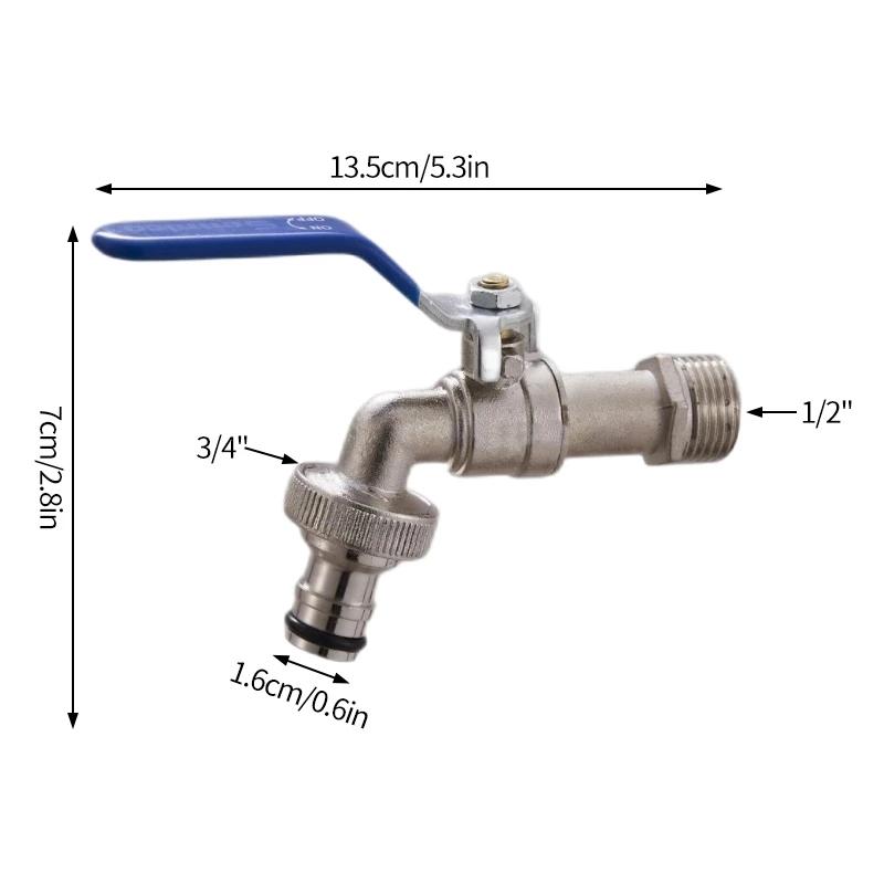 Outdoor Faucet with Double Outlet 1/2'' 3/4'' Water Splitter Connector Faucet Outside Spigot Water Tap for Garden Hose