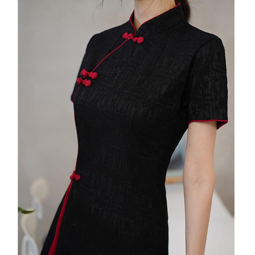 Summer Cheongsam Dress Stand Collar Chinese Style Short Modified Cheongsam Chinese Style Formal Dresses