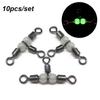 10Pcs Durable Splitter Luminous Wivels Bearing Fishing Pin Line Connector Trident 3 Way Ring Rolling