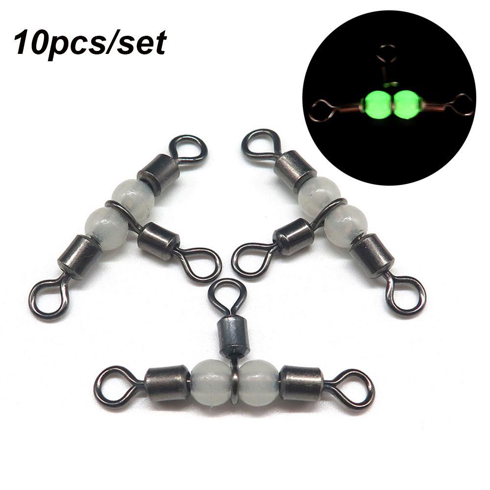 10Pcs Durable Luminous Splitter Brass Barrel Ring Rolling 3 Way Trident Fishing Pin Line Connector