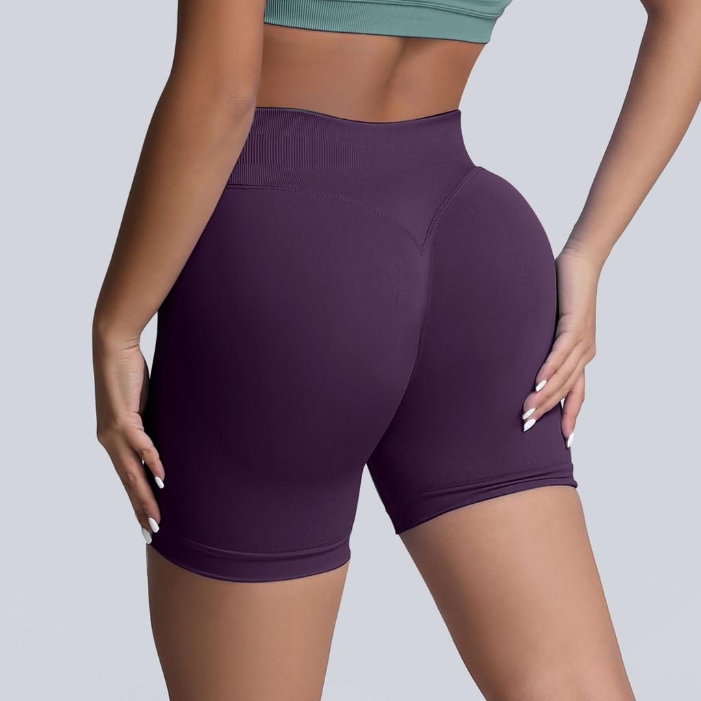 Женские однотонные шорты для йоги, бесшовные, для фитнеса, подъема бедер, бега, йоги, спортивные шорты с тремя точками