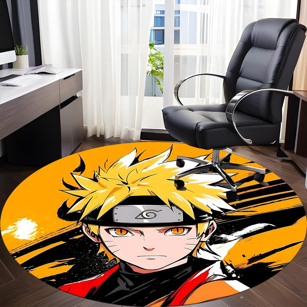 1pc Naruto Uzumaki Office Round Area Rug, Indoor Mat Suitable For Office,Bedroom Living Room Home Decor, Room Deco a0926099