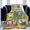 Throw Blanket Happy Camper Cozy Microfiber Bed Blanket for Adult Kids Flannel Lap Blanket for Couch Chair,Custom