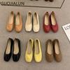 Fashion SUOJIALUN 2024 Summer New Women Flat Shoes Fashion Candy Color Ladies Round Toe Shallow Slip On Ballet Flats Soft Ballerinas Sho