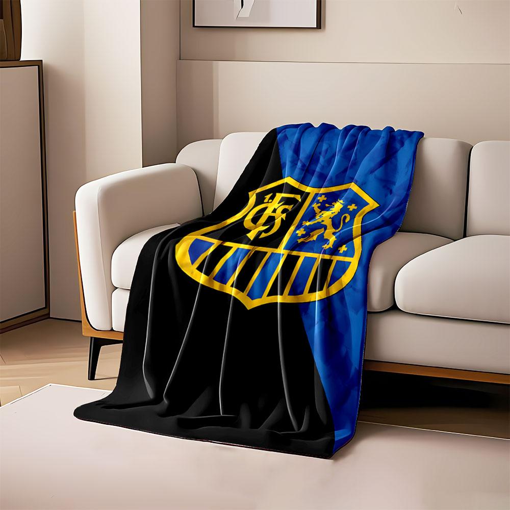 Golden Lion Shield on Blue and Black print blanket soft and cozy perfect for the living room bed sofa or a nap,gift