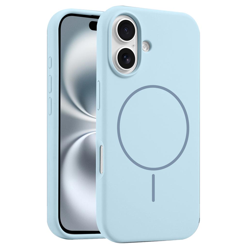 For iPhone 16 Case Compatible with MagSafe Liquid Silicone Anti-Drop Phone Cover - Sapphire