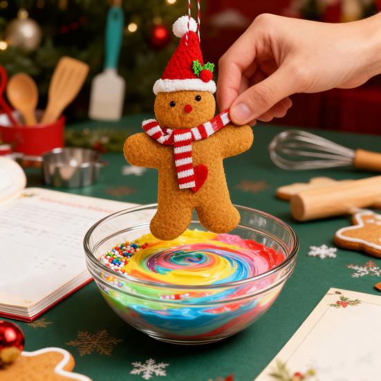 6 Pcs Gingerbread Man Ornaments Fabric Gingerbread Figurine Christmas Tree Decorations for Holiday Home