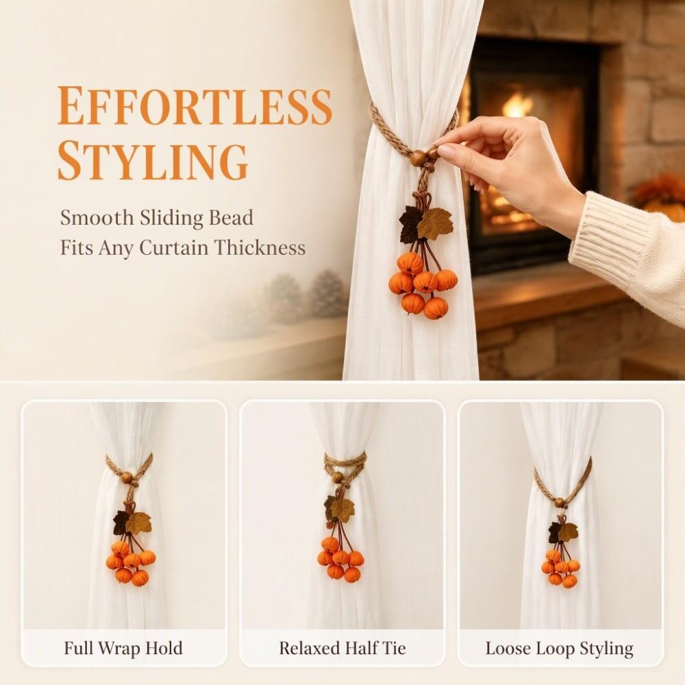 Pastoral Style Curtain Tiebacks Artificial Maple Leaf Curtain Straps Curtain Binding Christmas
