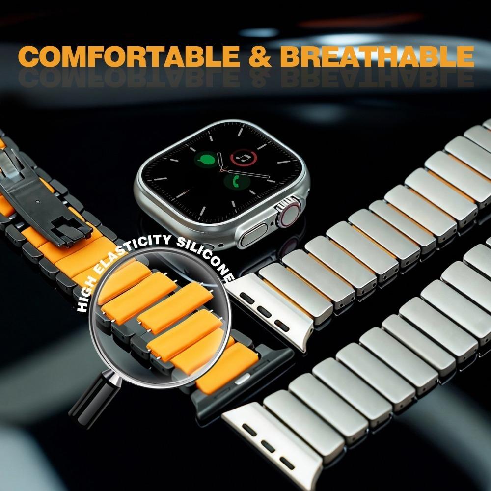 Титановый ремешок для Apple Watch 49мм 46мм 45мм 44мм Мужской Резиновый Ремешок Для Iwatch Ultra 3 Серии 11 10 9 8 7 SE 3 45мм 44мм