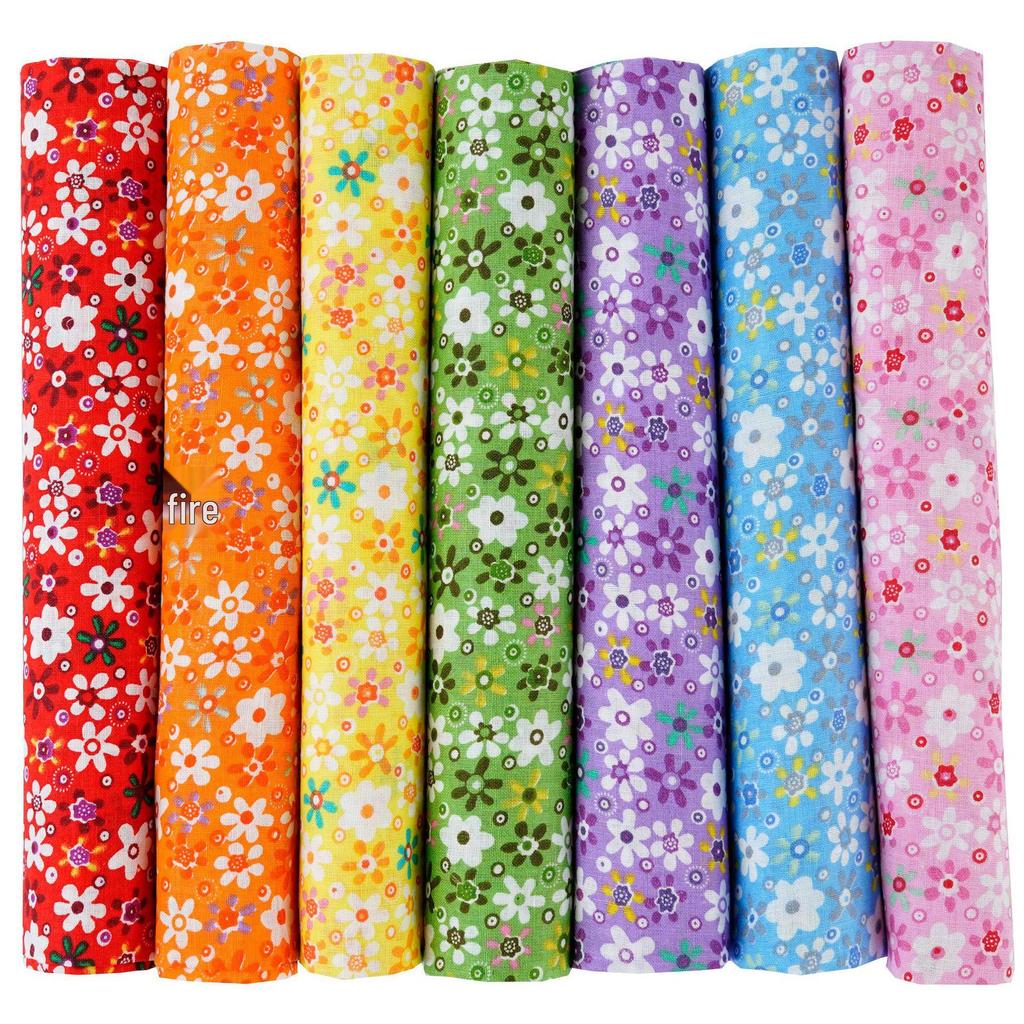 Набор хлопчатобумажной ткани 7 цветов для DIY проектов с цветочными, клетчатыми и гороховыми узорами