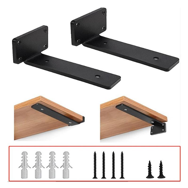 1 комплект сверхпрочных чугунных кронштейнов для полок, плавающие кронштейны для полок, толщина 4 мм, невидимые L-образные кронштейны для поддержки полок