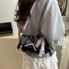 Korean Style Balletcore Underarm Bag PU Leather Bow Lace Handbag Y2k Shoulder Bags  Girls/Female