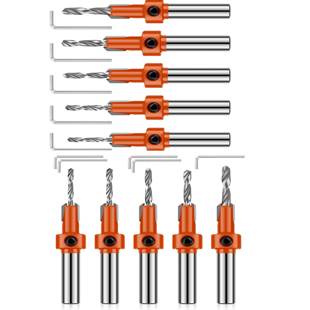 Набор сверл с потайной головкой HSS, перфоратор, сверло для дерева, открывалка для отверстий, фреза, регулируемая длина для дерева, ПВХ, пластика, мягкого металла