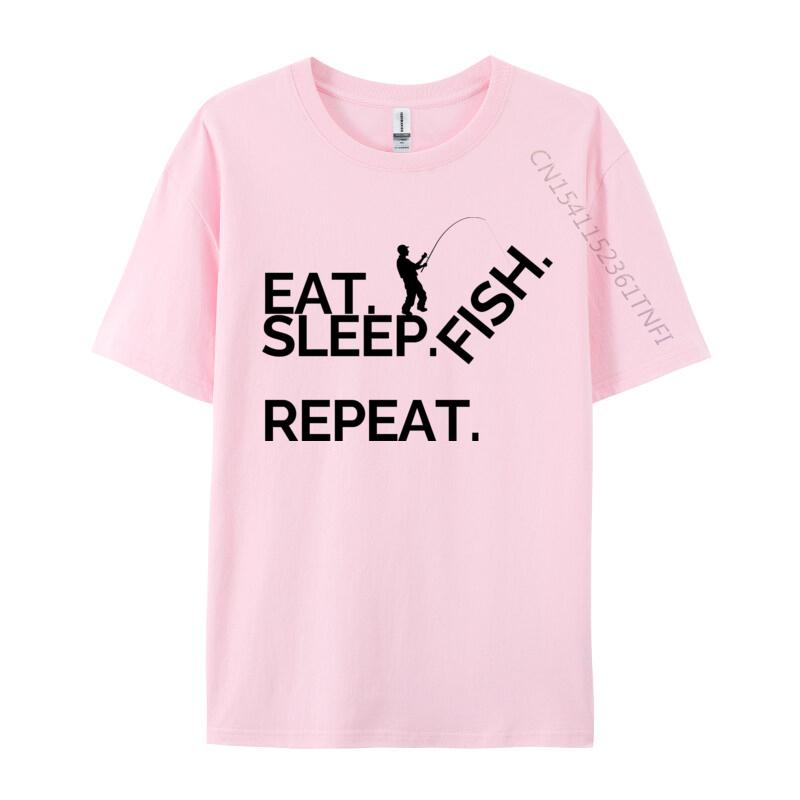Eat Sleep Fish Repeat Tshirt Cotton Normal Tees Coupons Men TShirt Casual Tops Shirts Wholesale Basic