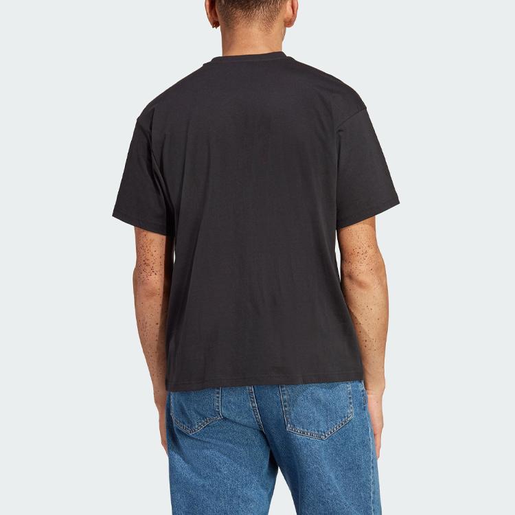 Adidas Графическая футболка с мультяшным принтом алфавита, унисекс, черная IC4700