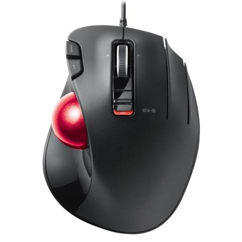 ELECOM USB Trackball Mouse 5 Buttons + Deceleration Switch + Tilt Function Wired Red Ball Standard Equipped Model Thumb Operation Type Black M-XT2URBK