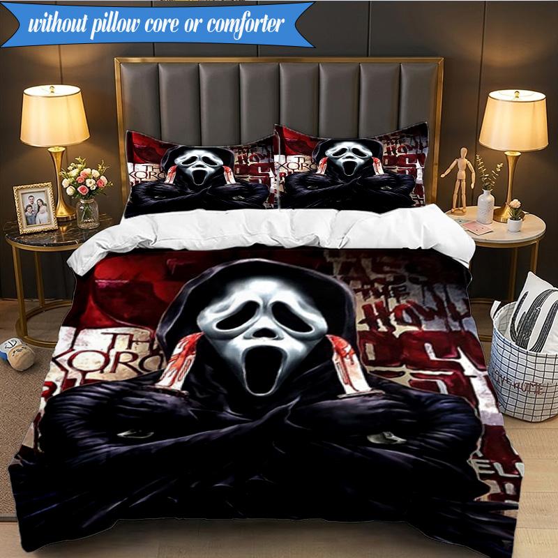 Scr-eam Horror Movie 3pcs K-pop music group Bedding set,Ideal for Bedroom, Dormitory,Including Duvet Cover And 2pcs Pillowcases,Fan gifts
