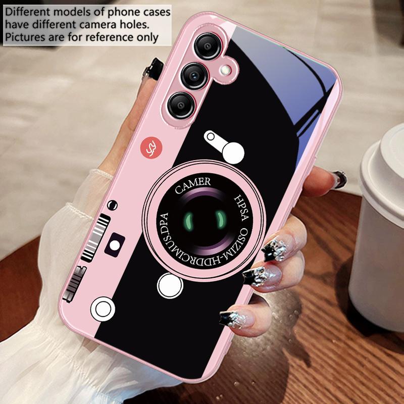Dark green camera pattern For Samsung A 73 72 71 70 56 55 54 53 52 51 50 42 35 34 33 32 31 26 25 24 23 22 30 20 glass phone case