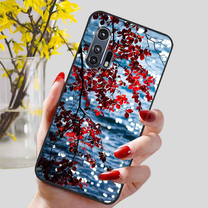 For Moto Edge Plus 2020 Case 6.7'' Flowers Soft TPU Beautiful Phone Cases for Motorola Edge+ 2020 Protect Silicon Bumper Cover