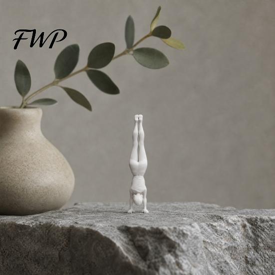 Artistic Home Accent Inverted Girl Figurine, 3D Printed Athlete Statue, White Modern Decor Sporty Sculpture for Table Shelf Statue