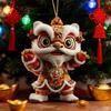 Yousheng Car Pendant with Metal Chain Lion Dance Design Plush Fabric Car Charm Keychain Bag Accessory Good Fortune Decoration
