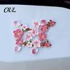Unique Car Decoration Peach Blossom Sticker, Resin Flower Decal for Auto Motorcycle, Heat Resistant Weatherproof Decals Waterproof Adhesive