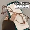 Women's Fashion Cat Eye Myopia Glasses Unisex Blue Light Blocking Computer Glasses Trendy Near Sight Eyeglasses 0-1.0-4.0