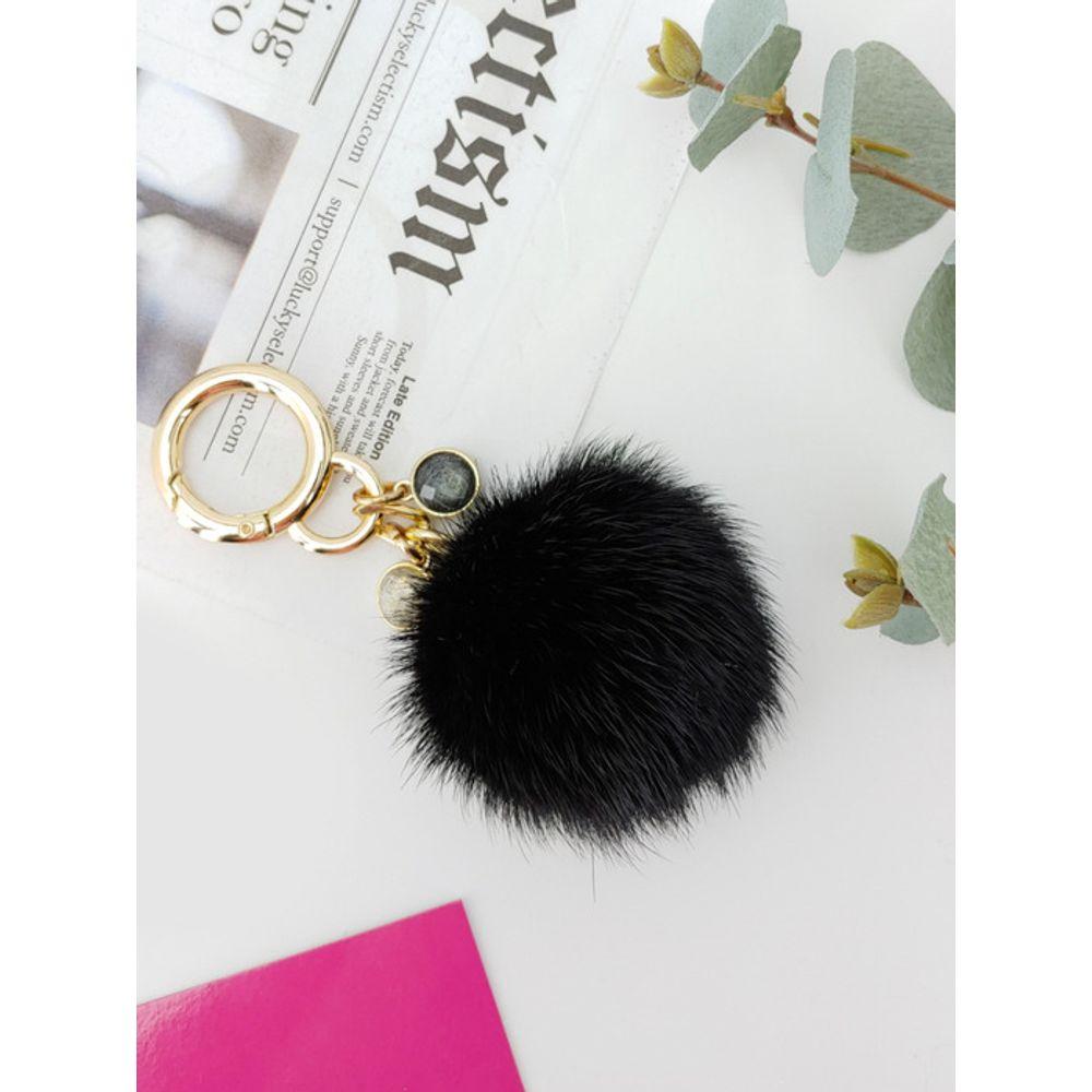 Брелок из натурального меха норки LALA - Черный