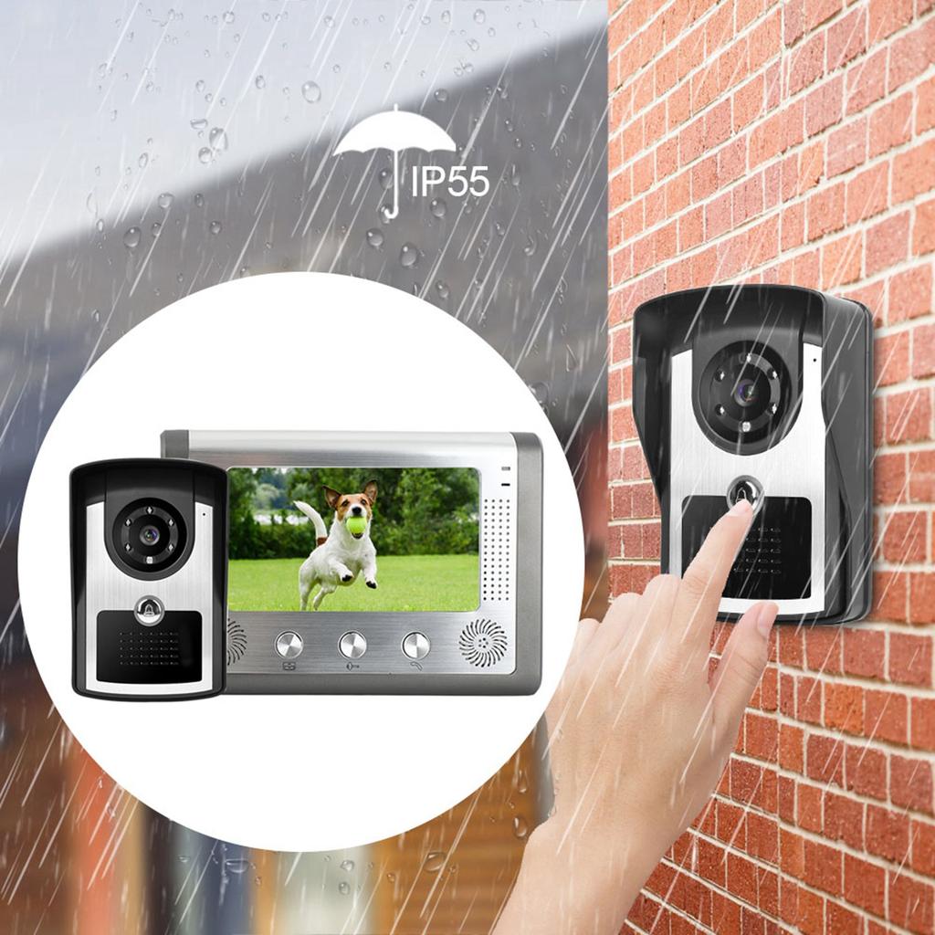 7-дюймовый проводной водонепроницаемый видеодомофон дверной звонок ИК камера монитор домофон