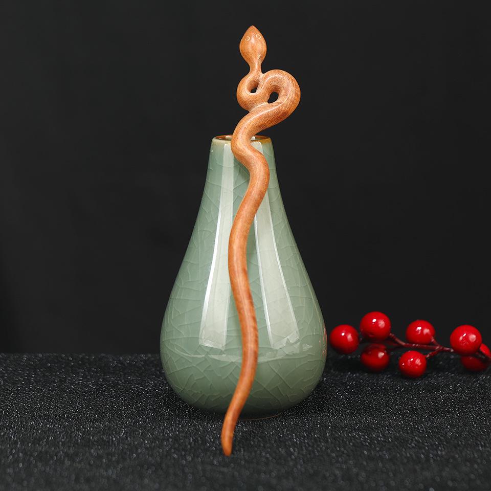 Винтажная заколка для волос из черного дерева в виде животного - классический стиль для головного убора «Чонсам» и «Гудок»