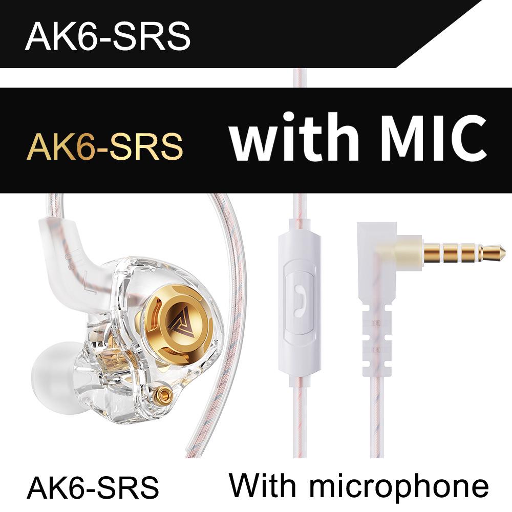 QKZ AK6 SRS Внутриканальные HiFi наушники с динамическими драйверами, мощным басом, встроенным управлением и проводным подключением для спорта