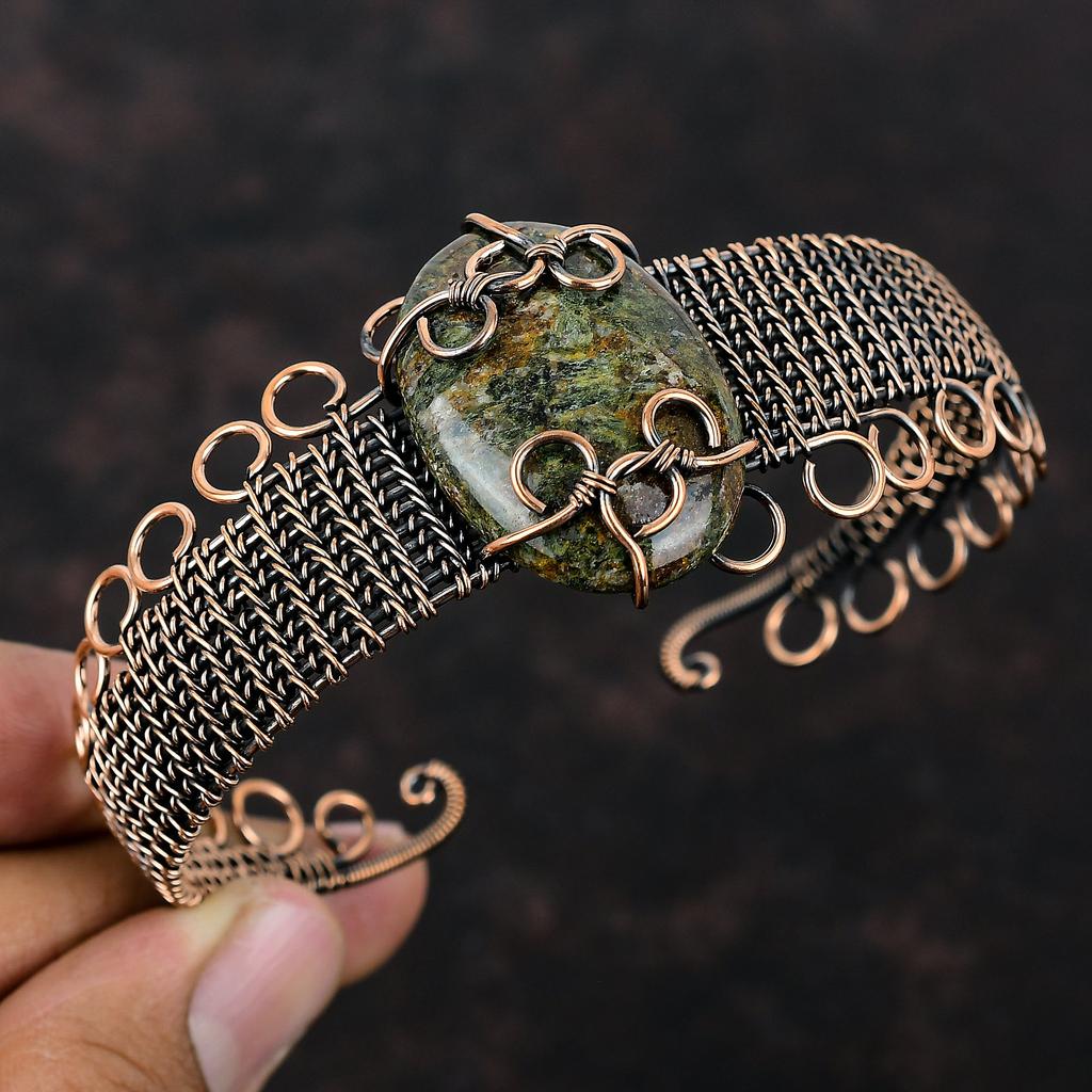 Спессартин гранат в известняке браслет-манжета медная проволока обернутый драгоценный камень браслет ручной работы регулируемый браслет-манжета медные украшения для подарка