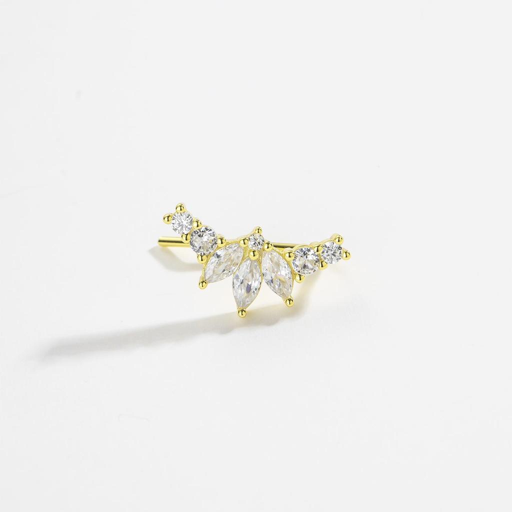 ANDYWEN Серьги-альпинисты из стерлингового серебра 925 пробы, золото, прозрачный цветок, циркон, нить, булавка, модные вечерние овалы, роскошные ювелирные изделия в виде королевы