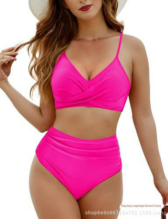 2024 Новый женский европейский и американский купальник-бикини из двух частей с перекрестными бретелями