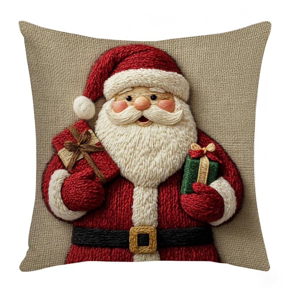 Short Plush Christmas Pillow Cover 45x45cm Sofa Cushion Cover  Xmas Home Decoration