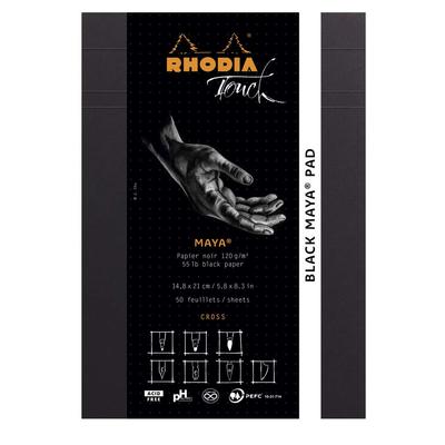 Блокнот для эскизов Rhodia Touch Maya Pad Черный A5 (Черная бумага, в клетку, 120 г, 50 листов) CF116111