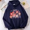 Women's Casual Long Sleeve Hoodies Vintage Graphic Y2k Hooded Pullovers Ditsy Floral and Alphabet Print Sweatshirts 90s Clothes