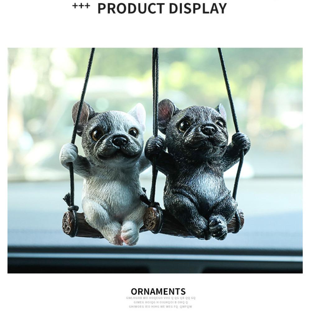 Милая собака зеркало заднего вида украшения аниме автомобиль подвесное украшение качели бульдог кулон