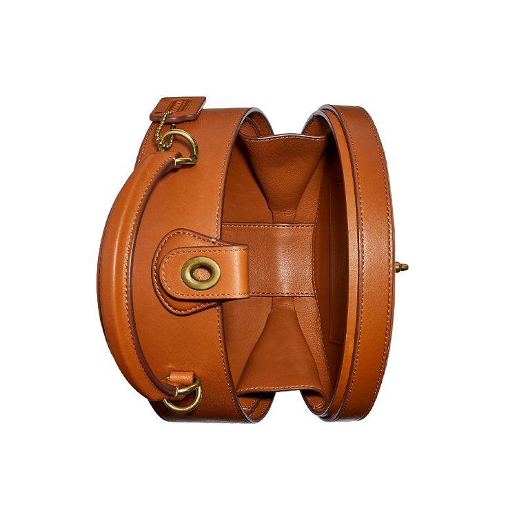 Coach City Blocks Minimalist Round Leather Shoulder Tote Bag Small Women handbags Brown C0302-B4RYP