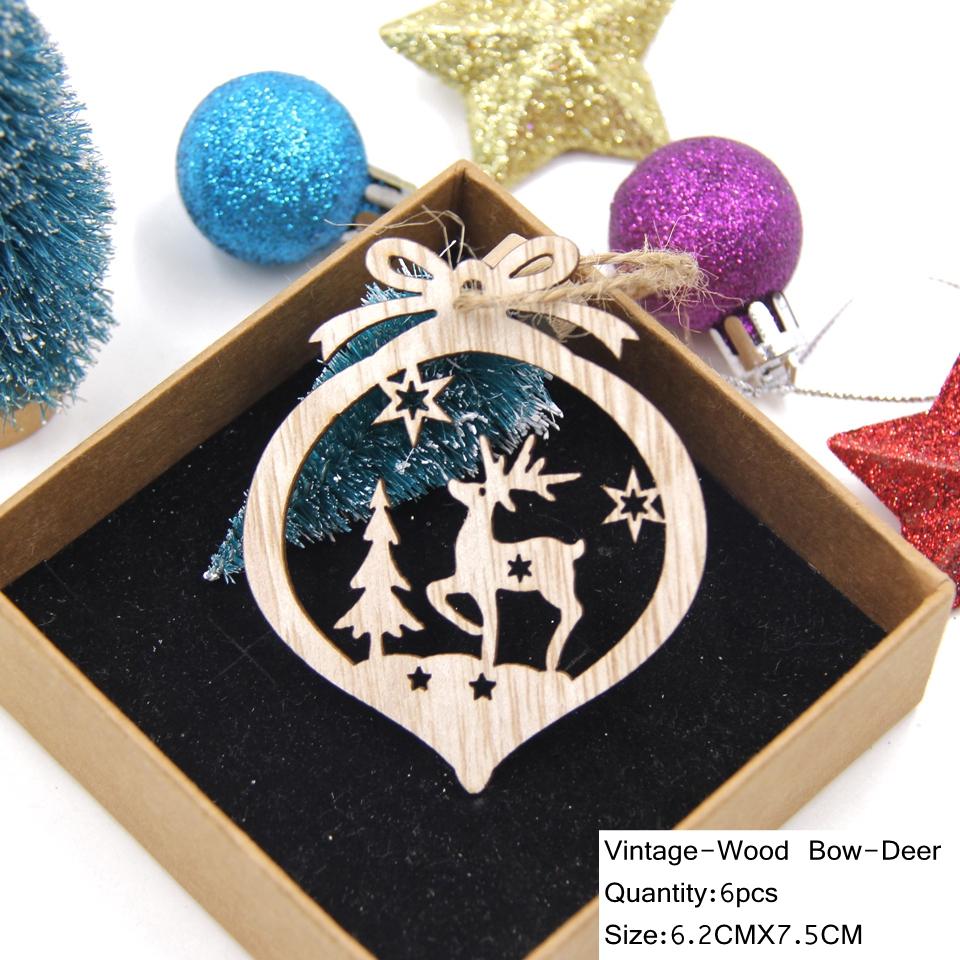 6 Pcs Vintage Hollow Wooden Christmas Tree Ornaments Rustic Gift Tags Holiday Decorations For Kids Crafts And Home