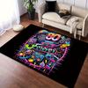Vintage 80 Style Area Carpet-Vibrant Neon Music Theme Anti-Slip Home Decorative Carpet for Bedroom, Office or Ballroom